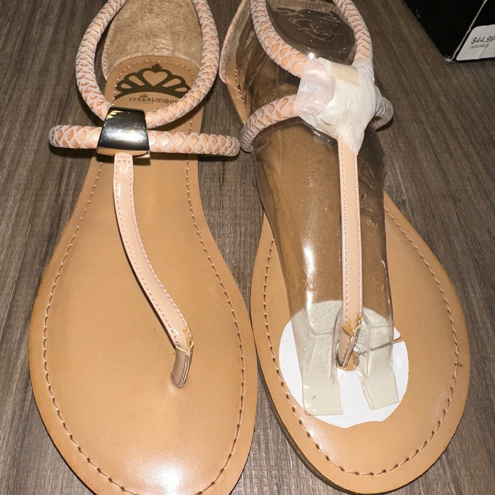 Fergalicious Tan Sandals with Gold Buckle